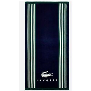NIP Lacoste Classic Preppy stipe Croc Beach Towel 100% Cotton Velour 36x72